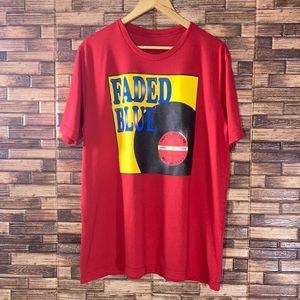 Unisex Red Faded Blue Vintage Shop T Shirt In Denton Tx